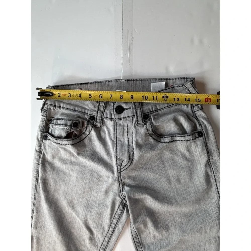 True Religion Ricky Straight Jeans M 30/31 Gray Contrast Stitch U2K Distressed